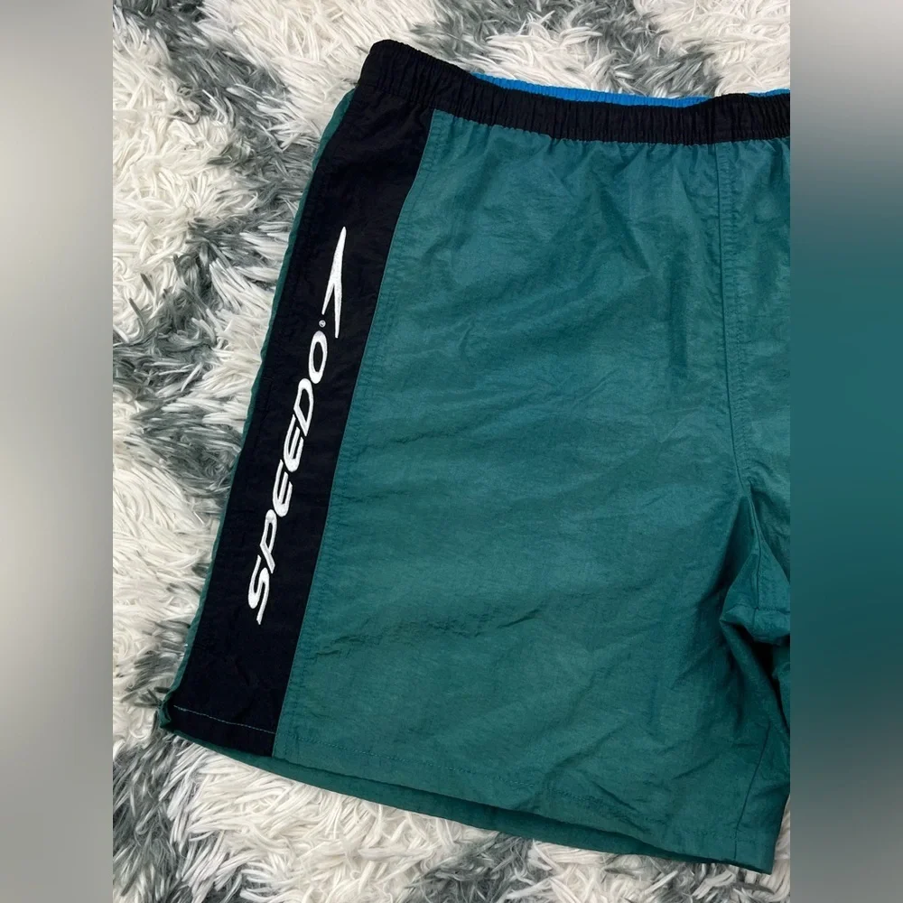 Vintage Speedo Men's Green Swim Trunks With Liner Size Large